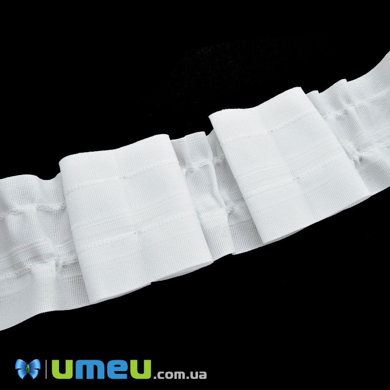 Тесьма шторная, 60 мм, Белая (LEN-047600)