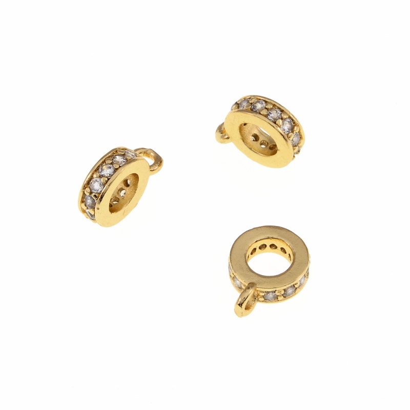 Бейл, 8 мм, Латунь с покрытием 14 kt, Куб. цирконий (OSN-055389)