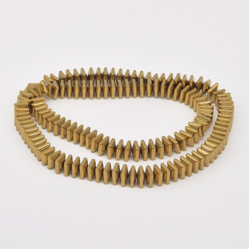 Намистини Гематит, Нат. камінь, Квадрат, 6х6х3 мм, З покриттям, Золотисті (BUS-057824)