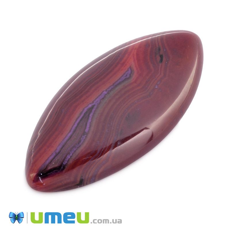 Кабошон нат. камінь Агат Бразильський червоний, Човен, 39,6 х19,4 мм (KAB-042760)