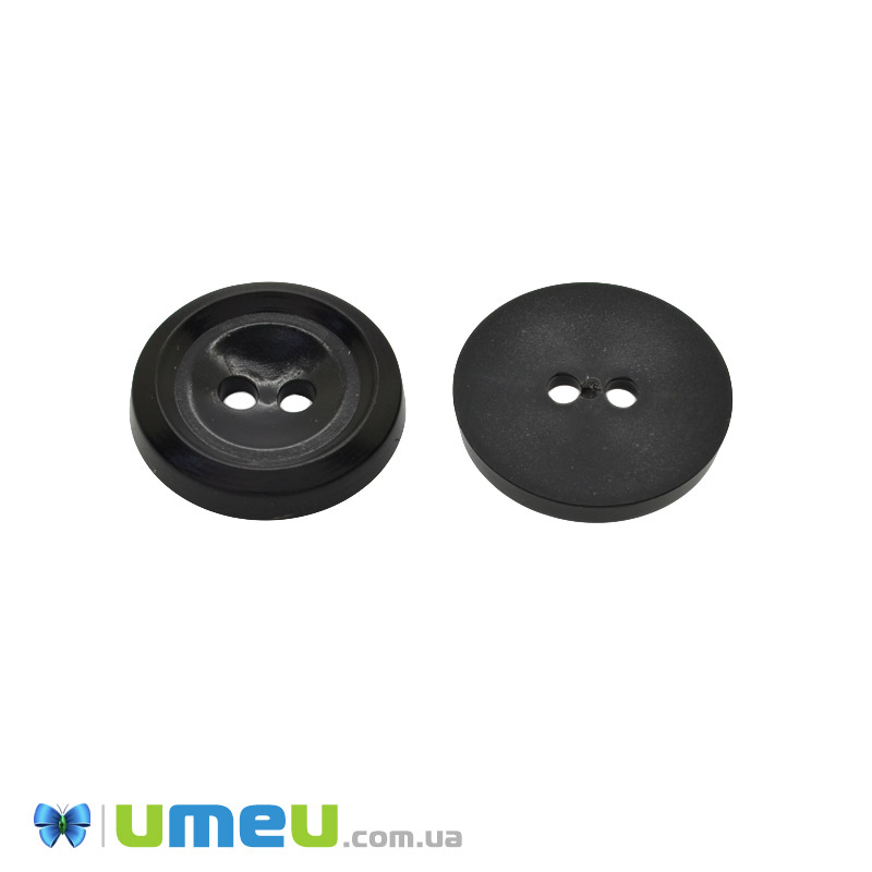 Гудзик пластиковий Круглий, 17,5 мм, Чорний (PUG-047903)