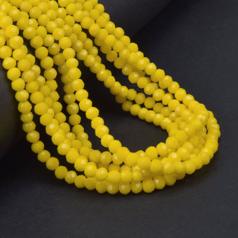 Бусины рондели, 4х3,5 мм, Желтые (BUS-061254)