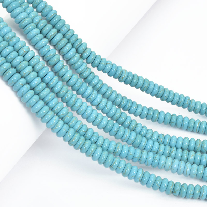 Намистини Бірюза пофарбована, Синт. камінь, 6х3 мм, Круглі плоскі (BUS-057527)