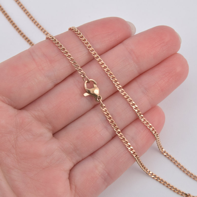 Основа на шею из нерж. ст., Розовое золото, 2 мм, 50 см (STL-058306)