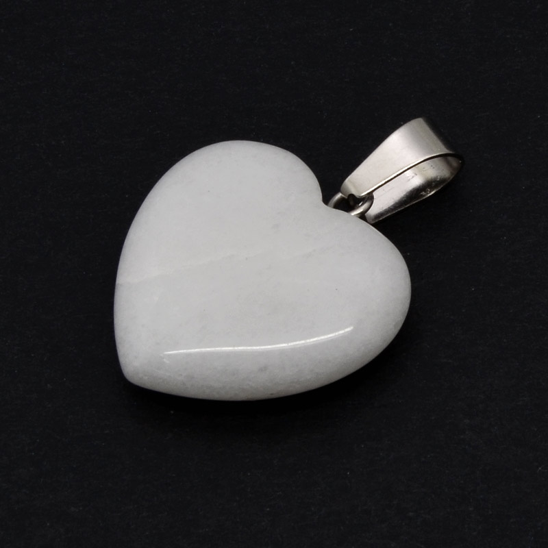 Подвеска Сердце, Натур. камень Нефрит белый, 20х20 мм (POD-054336)