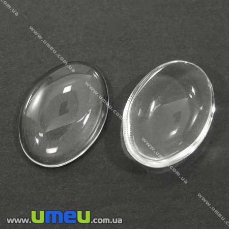 Кабошон скляний Лінза овальна, 40х30 мм, Прозорий (KAB-022024)