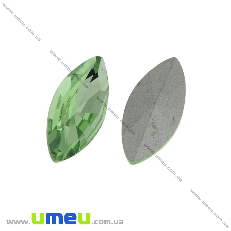 Риволи стеклянный, Лодочка граненая, 10х5 мм, Салатовый (KAB-022013)