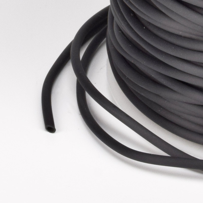 Шнур каучуковый полый, 2 мм, Черный (LEN-057004)