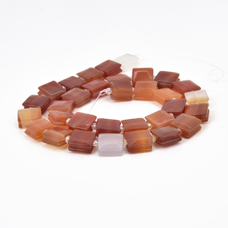 Бусины Агат красный, Натур. камень, 10х10х5 мм, Квадратные (BUS-058223)