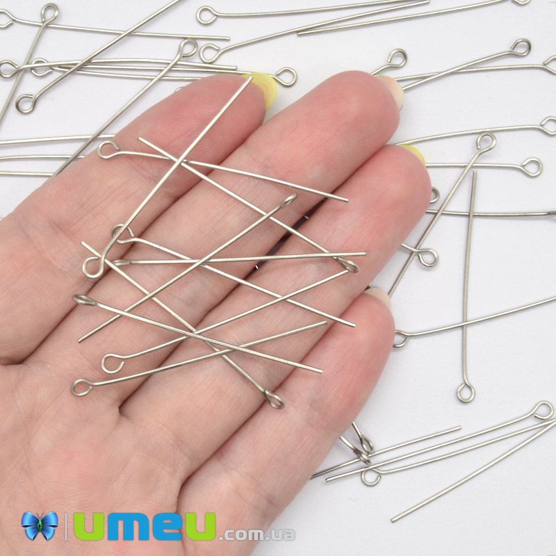 Булавки из нерж. стали, 40 мм, Темное серебро (STL-056221)