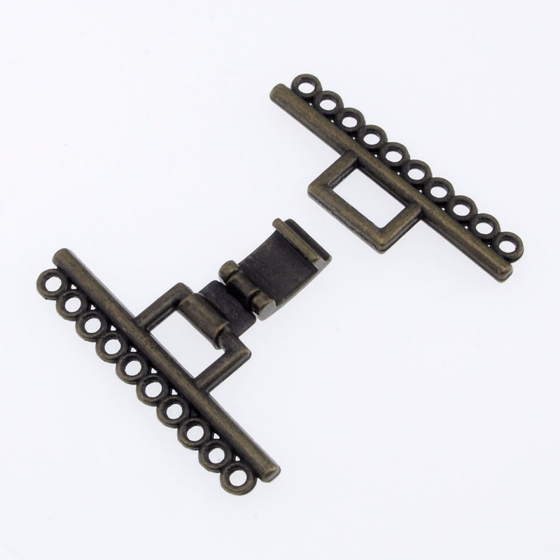 Застёжка на 10 нитей, 24х32 мм, Античная бронза (ZAM-055689)