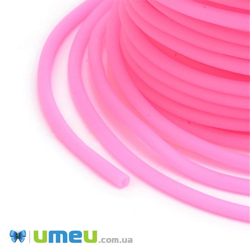 Шнур каучуковий порожнистий, 3 мм, Рожевий світлий (LEN-040191)