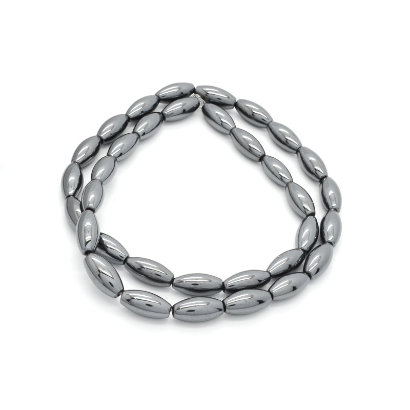 Намистини Гематит, Натур. камінь, 12х6 мм, Рис (BUS-051771)