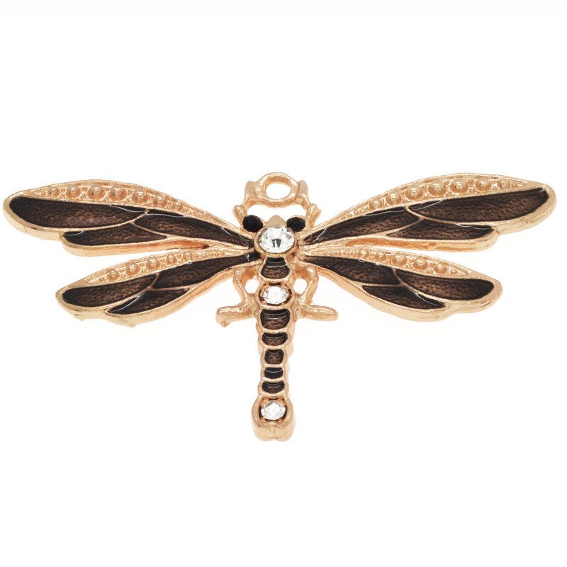 Підвіска метал. Стрекоза коричнева, 73х42 мм, Золото (POD-054684)