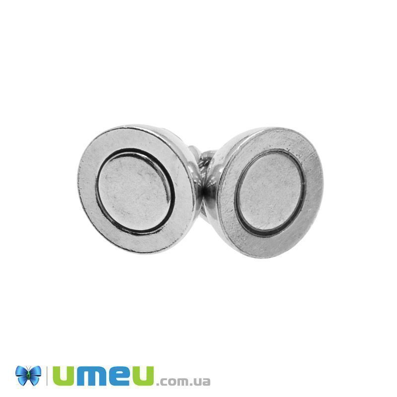 Замок магнитный с колечками, 14х8 мм, Темное серебро (ZAM-048730)