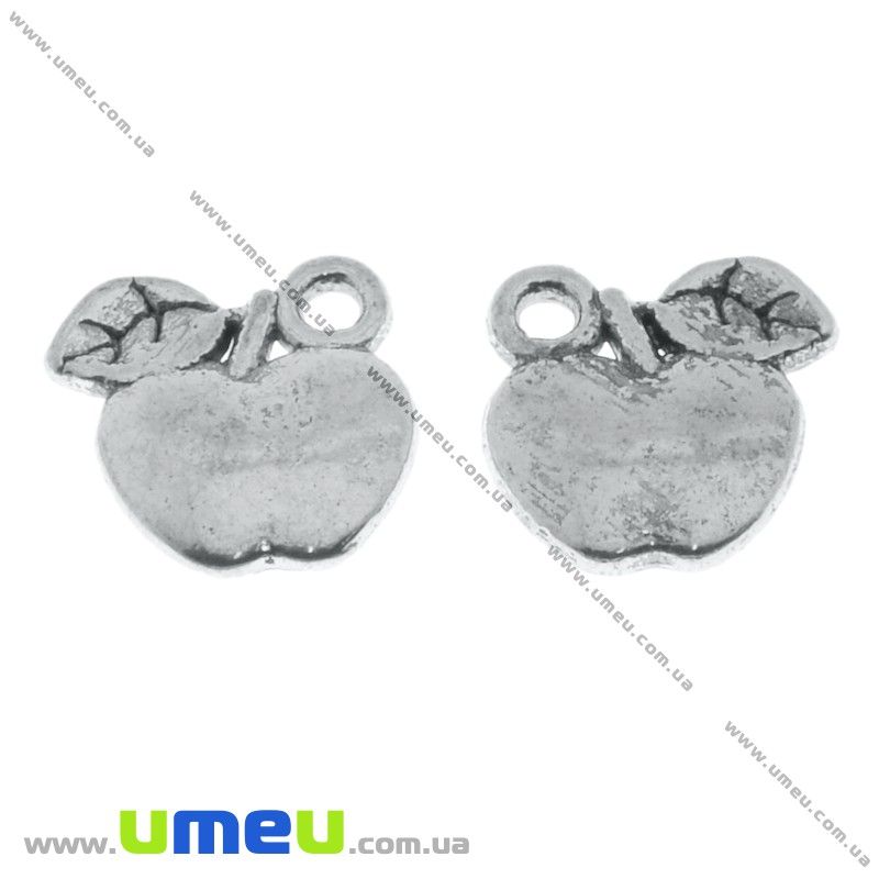 Підвіска метал. Яблуко (двостор.), 11х11 мм, Античне срібло (POD-000517)