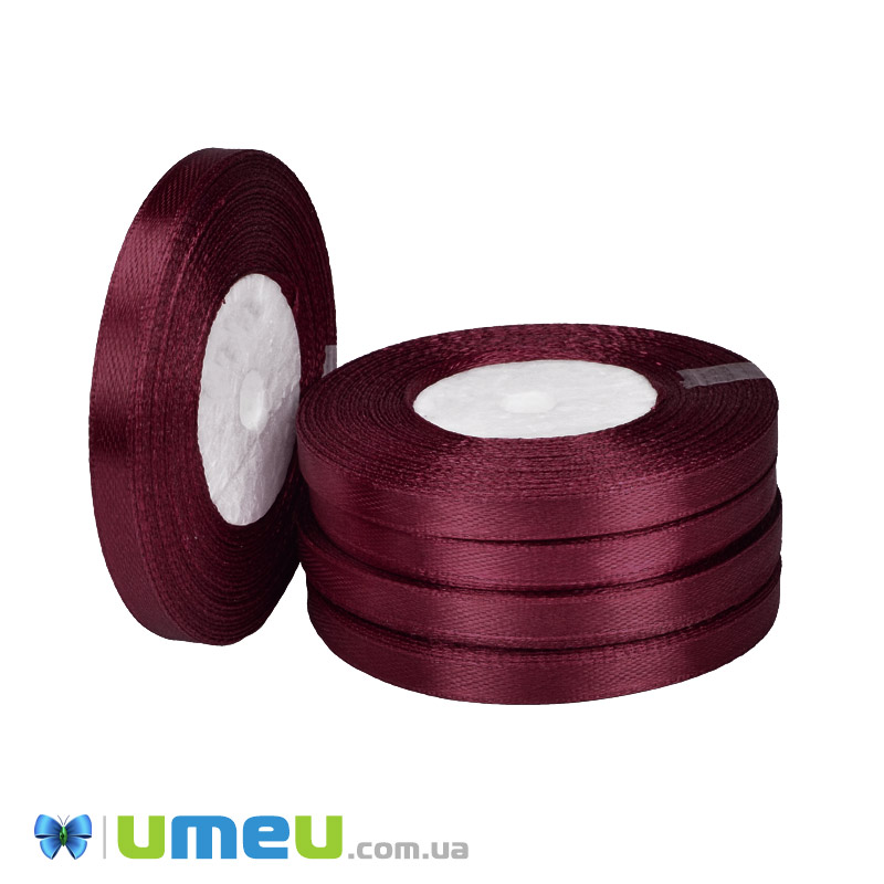 Атласна стрічка, 6 мм, Бордова (LEN-050968)