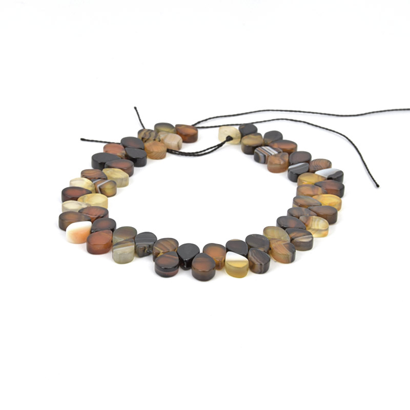 Бусины Агат коричневый, Натур. камень, 8х5 мм, Капля, 19 см (BUS-058177)