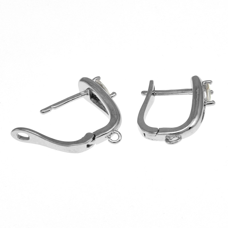 Швензи, Латунь з покриттям Родій, Стрази куб. цирконій, 18х15х5 мм (OSN-059036)