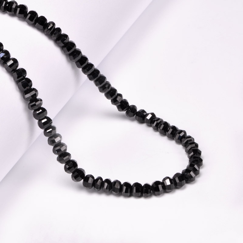 Намистини Шпінель чорна, Натур. камінь, 5х4 мм, Ронделі (BUS-054662)