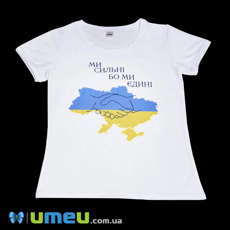Футболка жіноча з принтом під вишивку Ф94, Розмір L, Біла (UPK-048184)