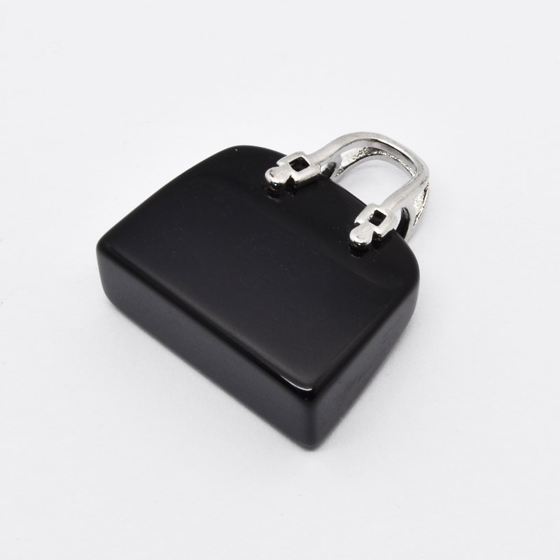 Подвеска Сумочка, Натур. камень Обсидиан черный, 27х24х10 мм (POD-054434)