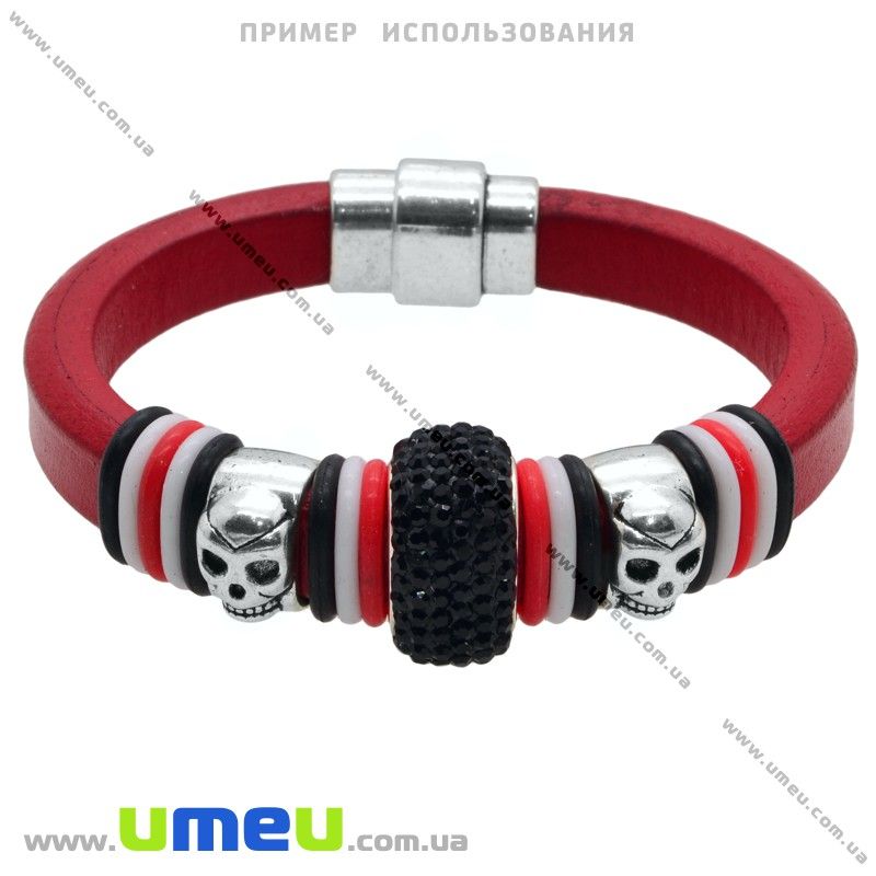 Основа для браслета Regaliz из нат. кожи, Красная, 10,3х6,3мм, 20 cм (OSN-006358)