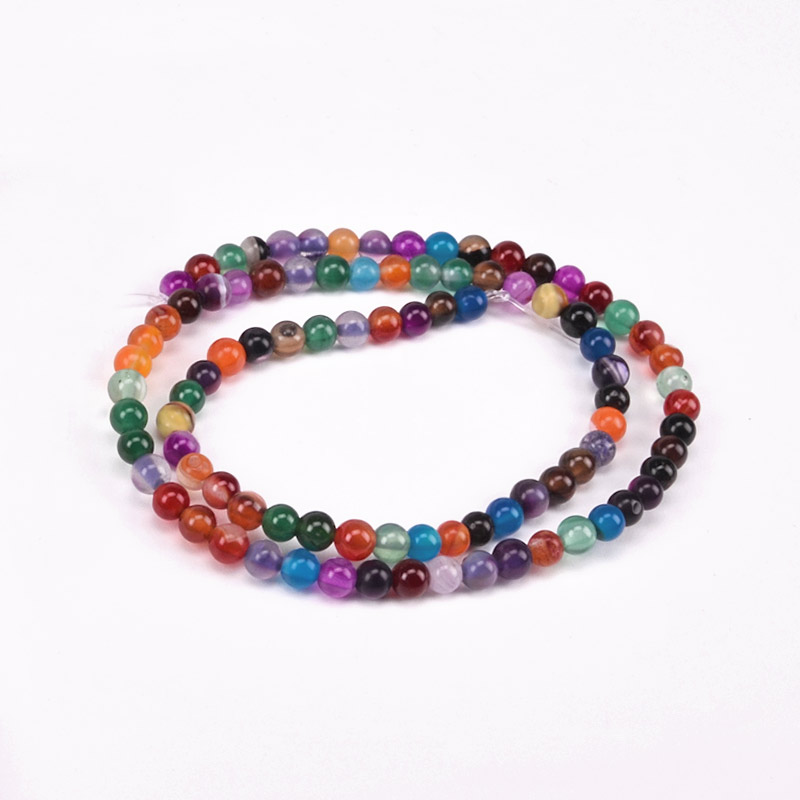 Бусины Агат разноцветный, Натур. камень, 4 мм, Круглые (BUS-051792)