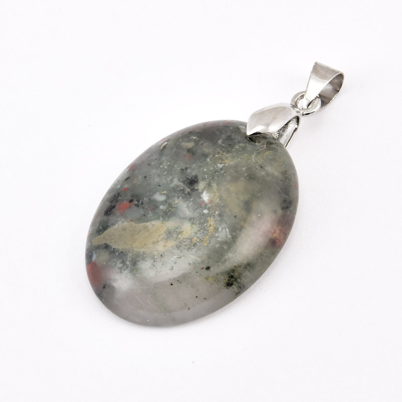 Підвіска Овал, Натур. камінь Геліотроп, 30х22 мм (POD-058720)