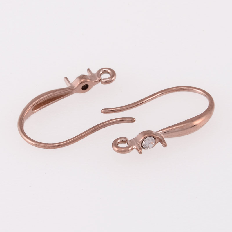 Швензы из нерж. стали со стразами, 17х11 мм, Розовое золото (STL-055916)