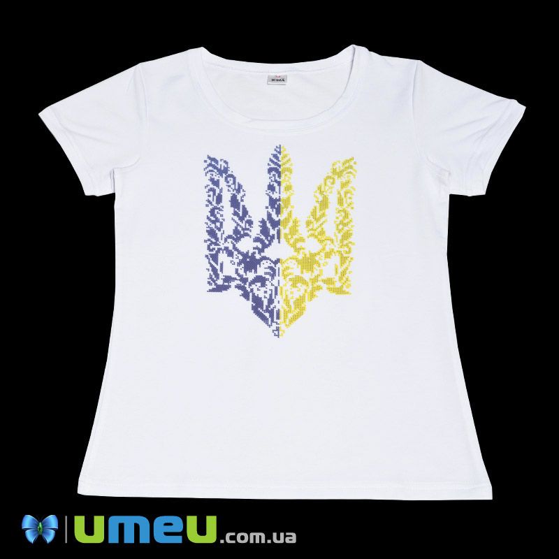 Футболка жіноча з принтом під вишивку Ф17, Розмір M, Біла (UPK-048185)
