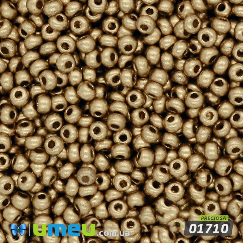 Бісер чеський №912 / 01710, Золото темне, Металізований матовий, 10/0 (BIS-024260)