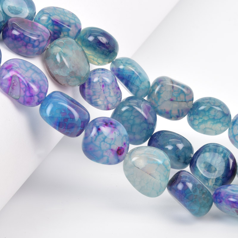 Намистини Агат синій, Натур. камінь, 13-16 мм, 19 см (BUS-058142)