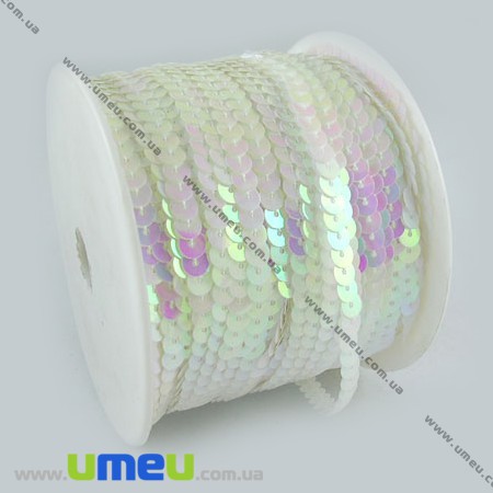 Пайетки Китай на нити, 6 мм, Белые АВ (PAI-013095)