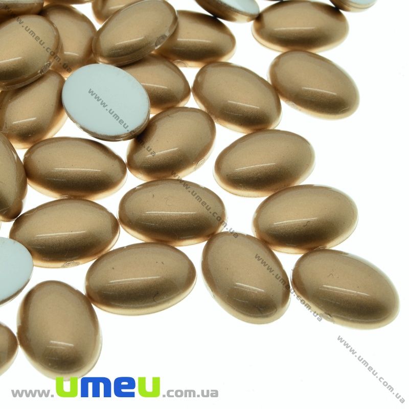 Кабошон пластиковий, Овал, 14х10 мм, Золотистий (KAB-022033)