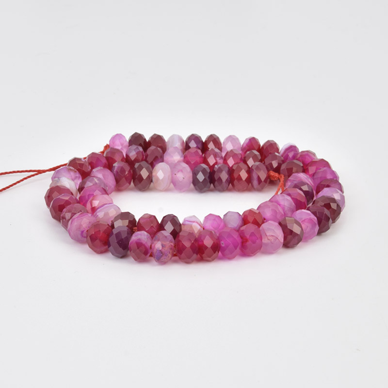 Намистини Агат малиновий, Натур. камінь, 8х5 мм, Ронделі (BUS-058171)