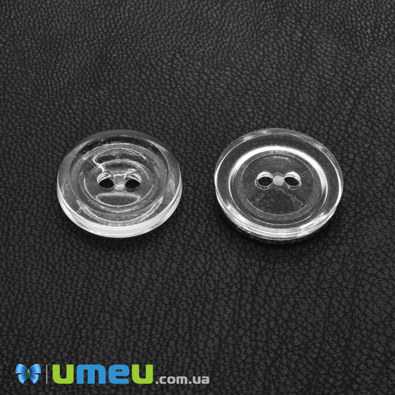 Гудзик пластиковий Круглий, 17,5 мм, Прозорий (PUG-047896)