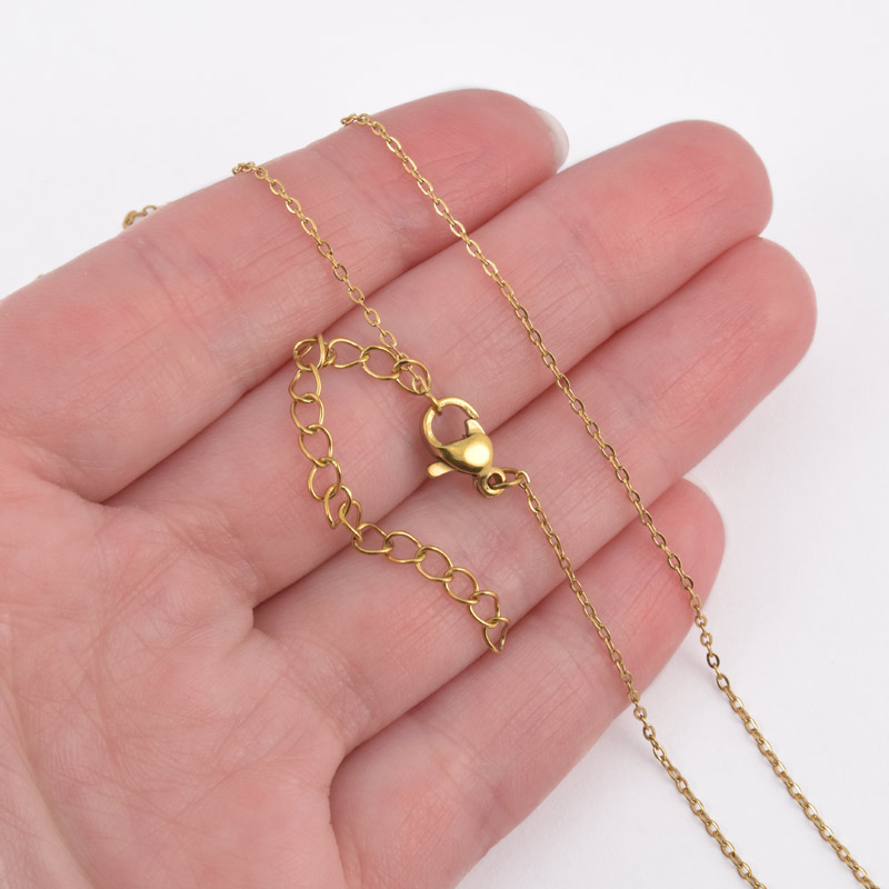 Основа на шию з нерж. ст. з подовжувачем, Золото, 1,2 мм, 40 см (STL-058318)