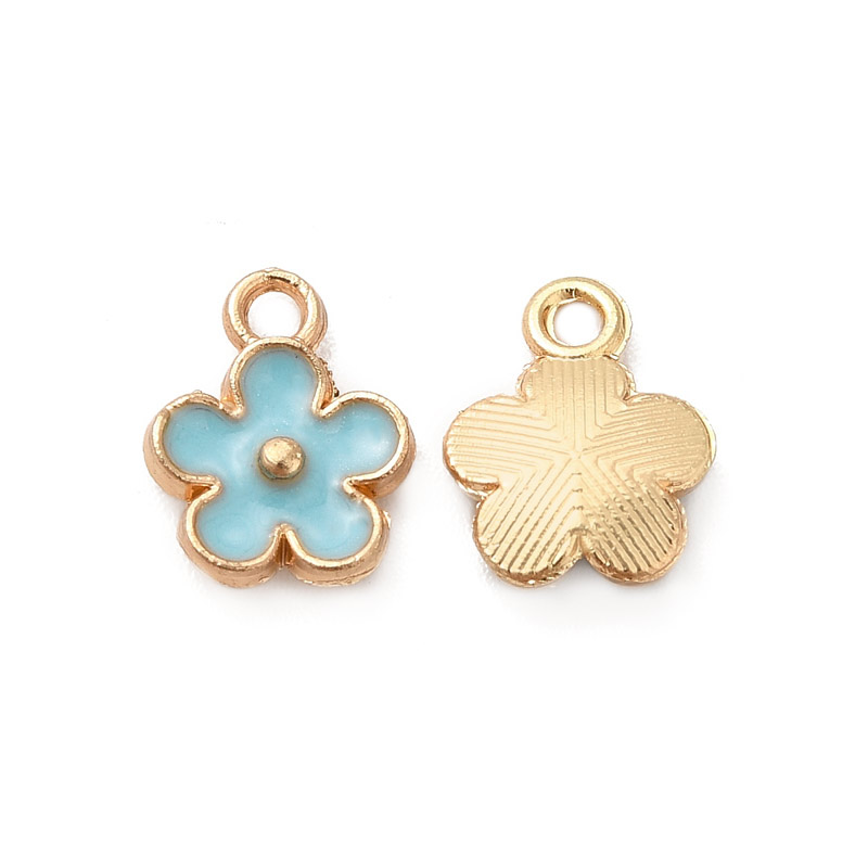 Підвіска метал. Квіточка блакитна, 10х8 мм, Золото (POD-053810)