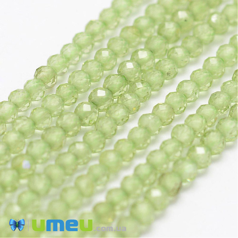 Намистини Кварц зелений, Натур. камінь, 2 мм, Круглі грановані (BUS-040875)