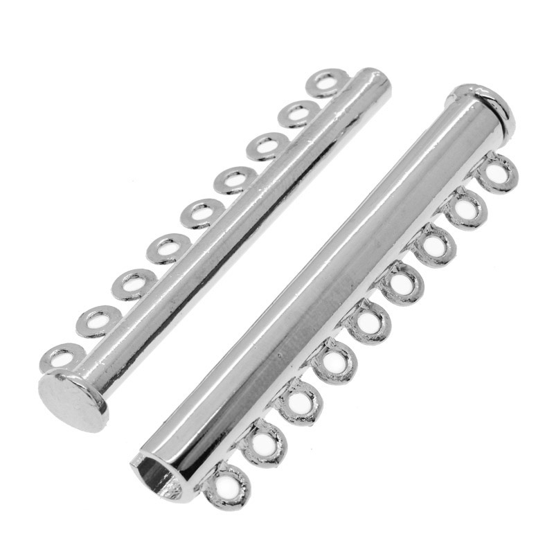 Магнитный замок-слайдер на 9 нитей, Темное серебро, 52х13,5х7 мм (ZAM-053080)