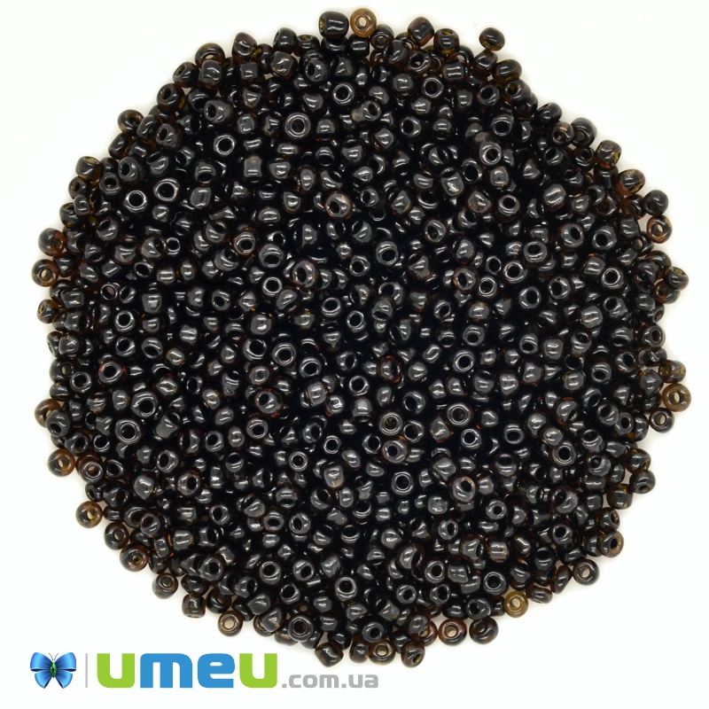 Бісер китайський середній, 8/0, Коричневий темний прозорий, 3 мм (BIS-037658)
