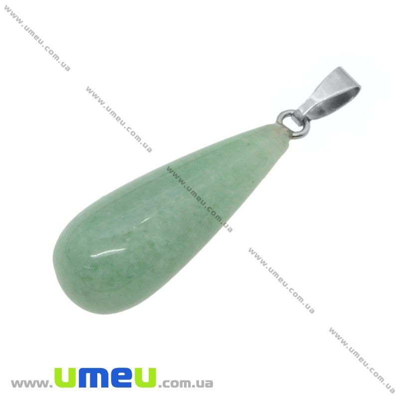Підвіска Крапля з натурального каменю, Авантюрин, 34х10 мм (POD-014460)