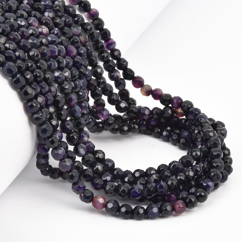 Намистини Агат фіолетовий, Натур. камінь, 4 мм, Круглі грановані (BUS-058190)