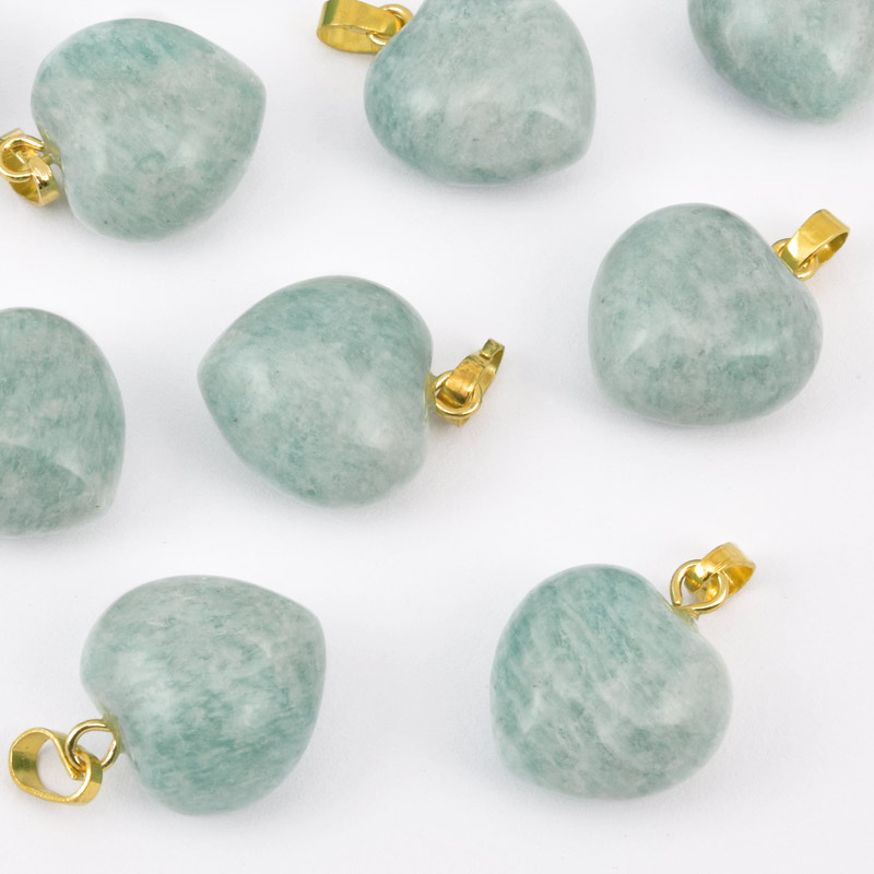 Підвіска Серце, Натур. камінь Амазоніт, 18х15х10 мм (POD-057943)