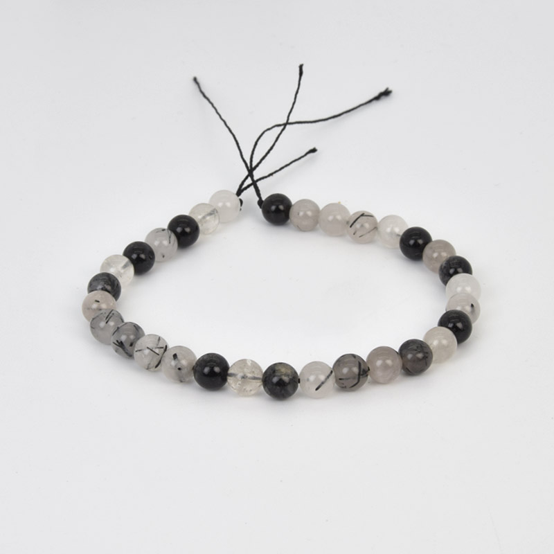 Намистини Кварц рутиловий, Натур. камінь, 6 мм, Круглі, 19 см (BUS-058020)