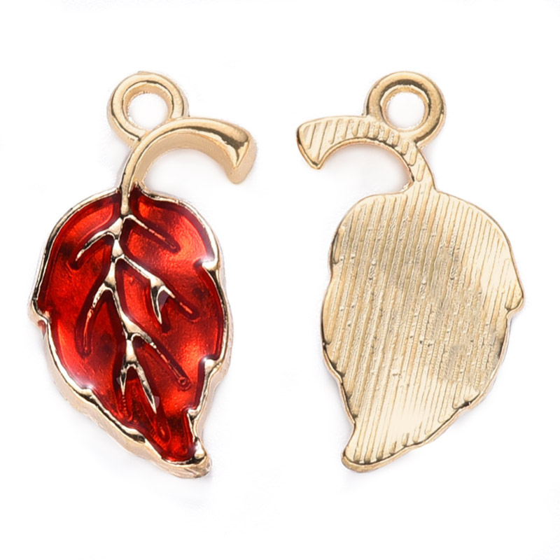 Підвіска метал. Листок червоний, 20х10 мм, Золото (POD-053710)