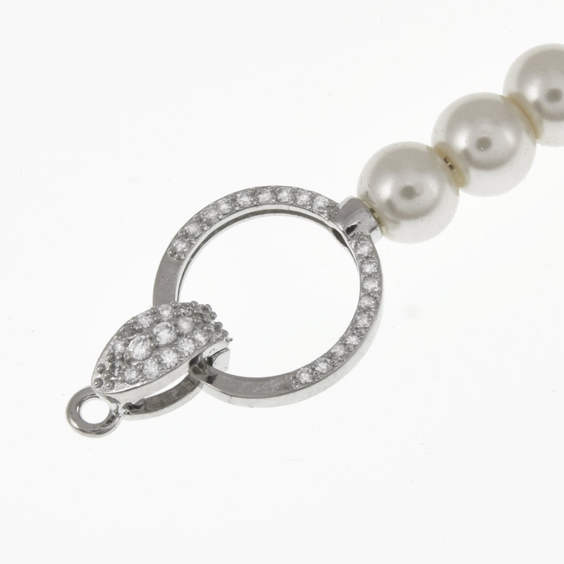 Застёжка, 22х14 мм, Латунь с покрытием Родий, Куб. цирконий (ZAM-060840)