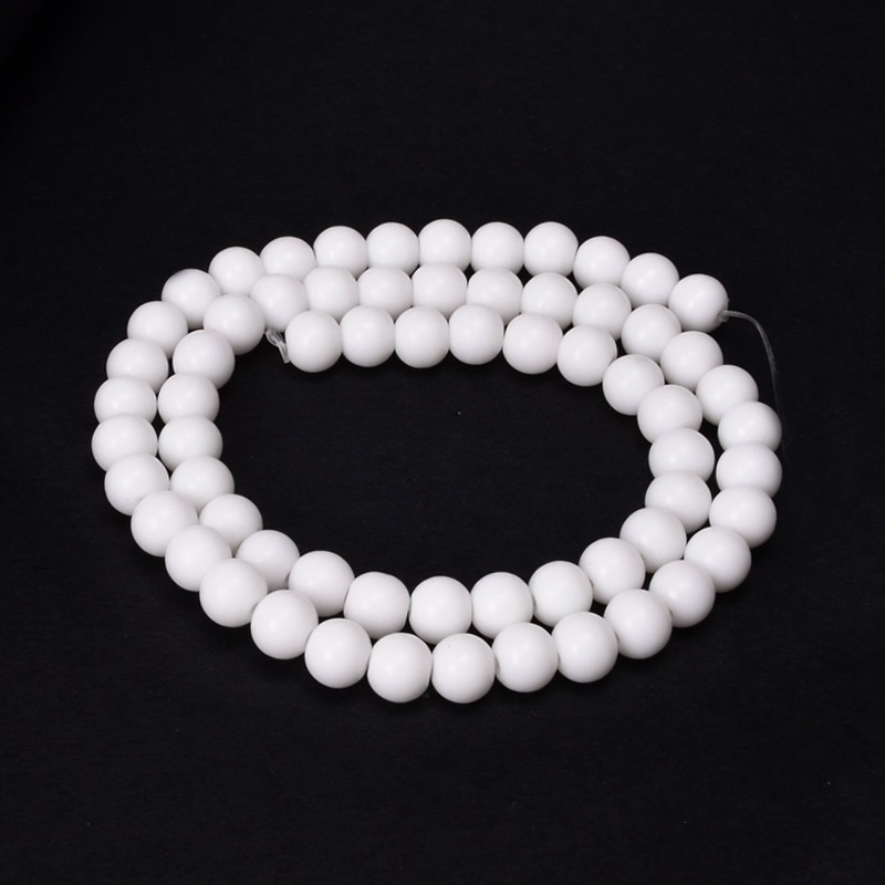 Бусины Мрамор белый, Синт. камень, 6,5 мм, Круглые (BUS-051865)