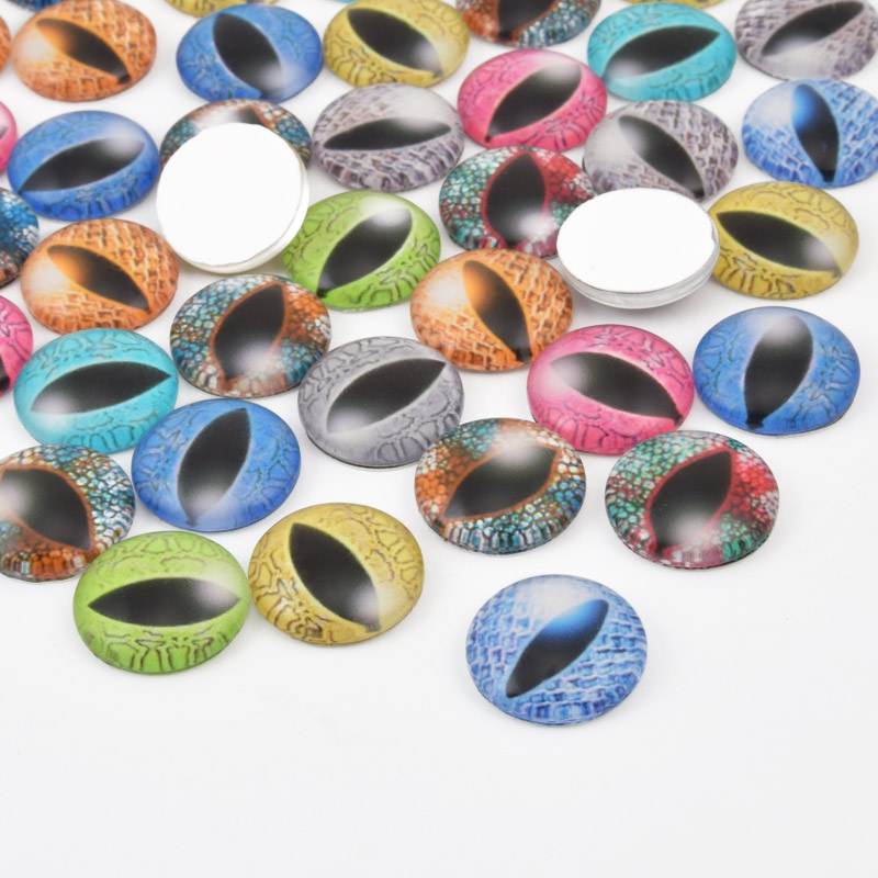 Кабошони скляні з принтом Око, 16 мм, Круглі, Мікс (KAB-057887)